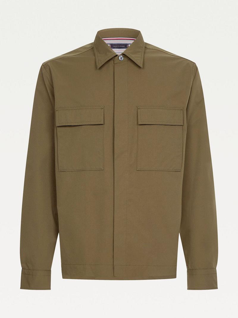 Férfi Tommy Hilfiger Solid utility overshirt Ingek Zöld | HU 1066DFM